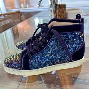 Christian Louboutin SUPER RARE Purple Strass Crystal High Top Sneakers 42 $6,500